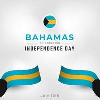 feliz día de la independencia de bahamas 10 de julio celebración ilustración de diseño vectorial. plantilla para poster, pancarta, publicidad, tarjeta de felicitación o elemento de diseño de impresión vector