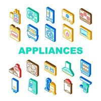 Appliances Domestic Technology Icons Set Vector