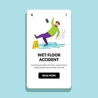Wet Floor Accident Falling Man In Office Vector