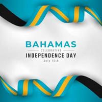 feliz día de la independencia de bahamas 10 de julio celebración ilustración de diseño vectorial. plantilla para poster, pancarta, publicidad, tarjeta de felicitación o elemento de diseño de impresión vector