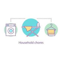 Household chores concept icon. Housework idea thin line illustration. Doing ironing and laundry. Vector isolated outline drawing