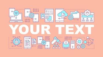 Digital technology word concepts banner. Computing. Smartphone data transfer. Internet connection. Web storage. Isolated lettering typography idea with linear icons. Vector outline illustration