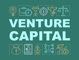 Venture capital word concepts banner. Risk startup investment. Business funding, budgeting. Presentation, website. Isolated lettering typography idea with linear icons. Vector outline illustration