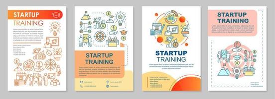 Startup training brochure template layout. Business seminar. Flyer, booklet, leaflet print design with linear illustrations. Vector page layouts for magazines, annual reports, advertising posters