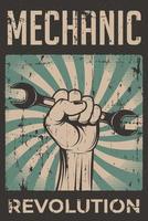 Mechanic revolution retro rustic poster vector