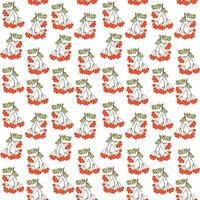 Seamless pattern background with rowanberrys and leafs vector