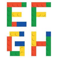 Alphabet set made of toy construction brick blocks isolated iso vector