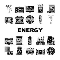 conjunto de iconos de colección de fabricación de energía vector
