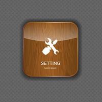 Setting wood  application icons vector