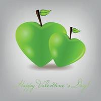 Happy Valentines Day card with apple heart. Vector illustration