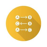 icono de glifo de sombra larga de diseño plano de matemáticas lógicas. reglas lógicas. proceso de pensamiento. ilustración de silueta vectorial vector