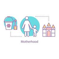 Motherhood concept icon. Childcare idea thin line illustration. Mother walking with toddler. Vector isolated outline drawing