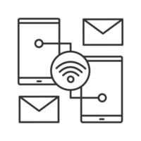 Chatting linear icon. Wifi signal. Thin line illustration. Sending e-mail. Internet connection. Contour symbol. Vector isolated outline drawing