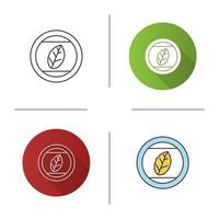 Round sticker with tobacco leaf icon. Mint. Flat design, linear and color styles. Isolated vector illustrations