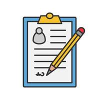 Signed document color icon. Contract, agreement. Signature. Isolated vector illustration