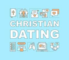 Christian dating word concepts banner. Date by religion. Religious, cultural matchmaking. Presentation, website. Isolated lettering typography idea with linear icons. Vector outline illustration