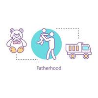 Fatherhood concept icon. Parenthood idea thin line illustration. Father playing with child. Vector isolated outline drawing