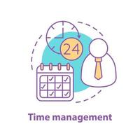 icono del concepto de gestión del tiempo. horas de trabajo idea ilustración de línea delgada. calendario. calendario y horario de negocios. dibujo de contorno aislado vectorial vector
