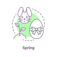 Spring season concept icon. Easter idea thin line illustration. Easter egg and bunny. Vector isolated outline drawing