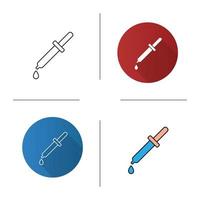 Dropper icon. Pipette. Nasal or eye drops. Flat design, linear and color styles. Isolated vector illustrations