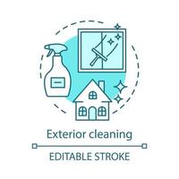 Exterior cleaning concept icon. Additional cleanup service idea thin line illustration. Windows washing. Architecture preservation. Environmental care. Vector isolated outline drawing. Editable stroke