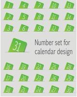 Set of calendar icons with numbers. Vector illustration