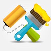 Paint roll and brush icon vector illustration