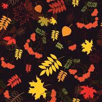 A seamless leaf and rowanberrys pattern vector background.