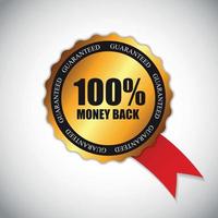 100 Money Back Golden Label Vector Illustration