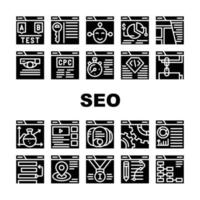 Seo Search Engine Optimization Icons Set Vector