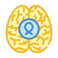signo de ilustración de vector de icono de color de cáncer de cerebro
