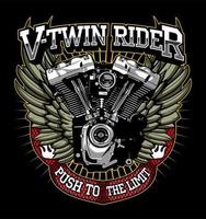 patch biker v twin engine and... vector