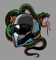 casco de robot envuelto en serpiente... vector