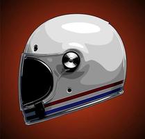 casco integral retro blanco... vector