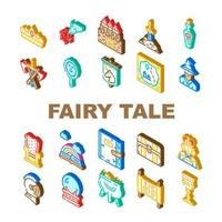Fairy Tale Story Medieval Book Icons Set Vector
