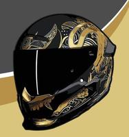 a helmet with a golden snake ... vector