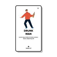 Drunk Man Drinking Beer Or Wine From Bottle Vector