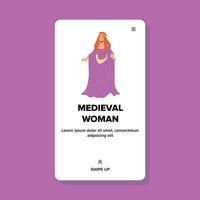 Medieval Woman Wearing Attractive Dress Vector