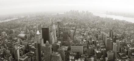 panorama de la vista aérea del horizonte de manhattan de la ciudad de nueva york foto