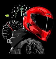 motociclista con velocímetro... vector