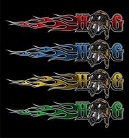 HOG writing and pig's head on... vector