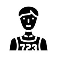 atleta con número glifo icono vector ilustración