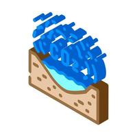 limnological disaster, emission of carbon dioxide in reservoir isometric icon vector illustration