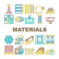vector de conjunto de iconos de materiales y suministros de construcción