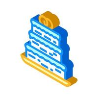 cake wedding dessert isometric icon vector illustration