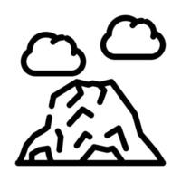 volcán montaña línea icono vector ilustración negro