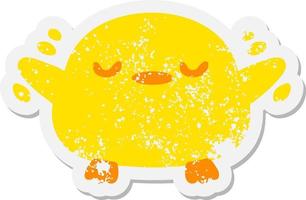 baby bird flapping wings grunge sticker vector