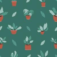 cute green leaf and houseplant seamless pattern for digital printing