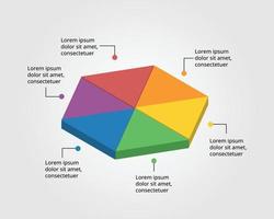 triangle chart template for infographic for presentation for 6 element vector