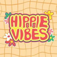 Groovy Good Vibes Vector Poster with Lettering Hippie